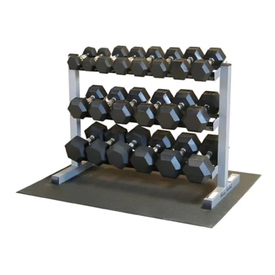 RACK CON 10 PARES DE MANCUERNAS HEXAGONALES (5 lbs -50 lbs)