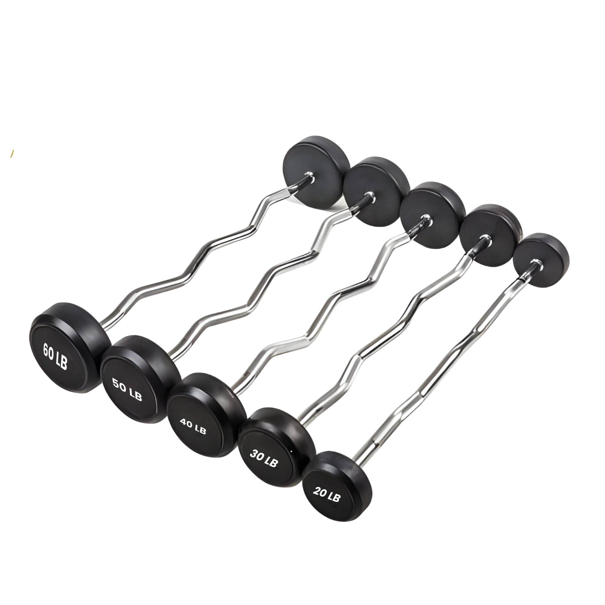 SET DE 5 BARRAS CURVAS DE PESO FIJO (20 lbs – 60 lbs)